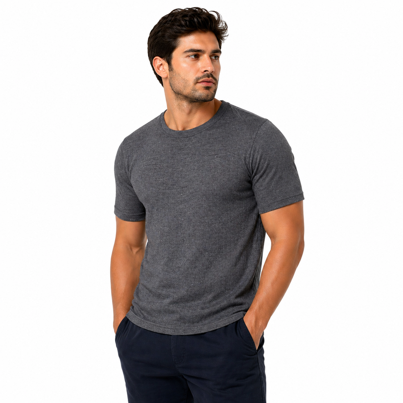 Mens Thermal Short Sleeve T Shirt Warm Base Layer Heat Retention Top | - Sleeve Detail - QHA UK
