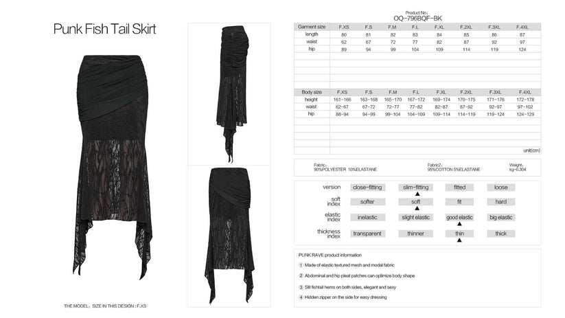 Punk Rave Skirt Arti Fishtail UK 8-22 - QHA UK
