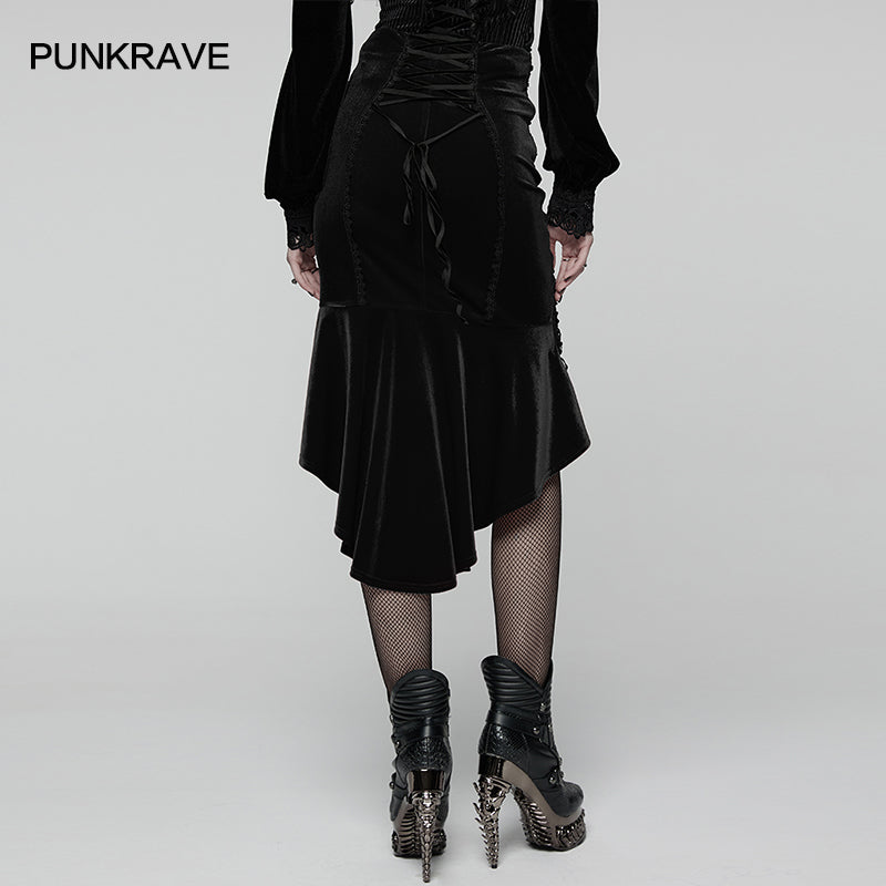 Punk Rave Gothic Skirt Belladonna Rose Fishtail UK 10-22 - QHA UK