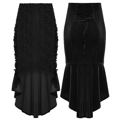 Punk Rave Gothic Skirt Belladonna Rose Fishtail UK 10-22 - QHA UK