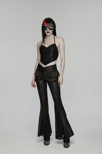 Punk Rave Women's Gothic Flared Trousers Bellatrix Leggings Flares - QHA UK