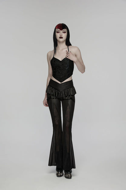 Punk Rave Women's Gothic Flared Trousers Bellatrix Leggings Flares - QHA UK