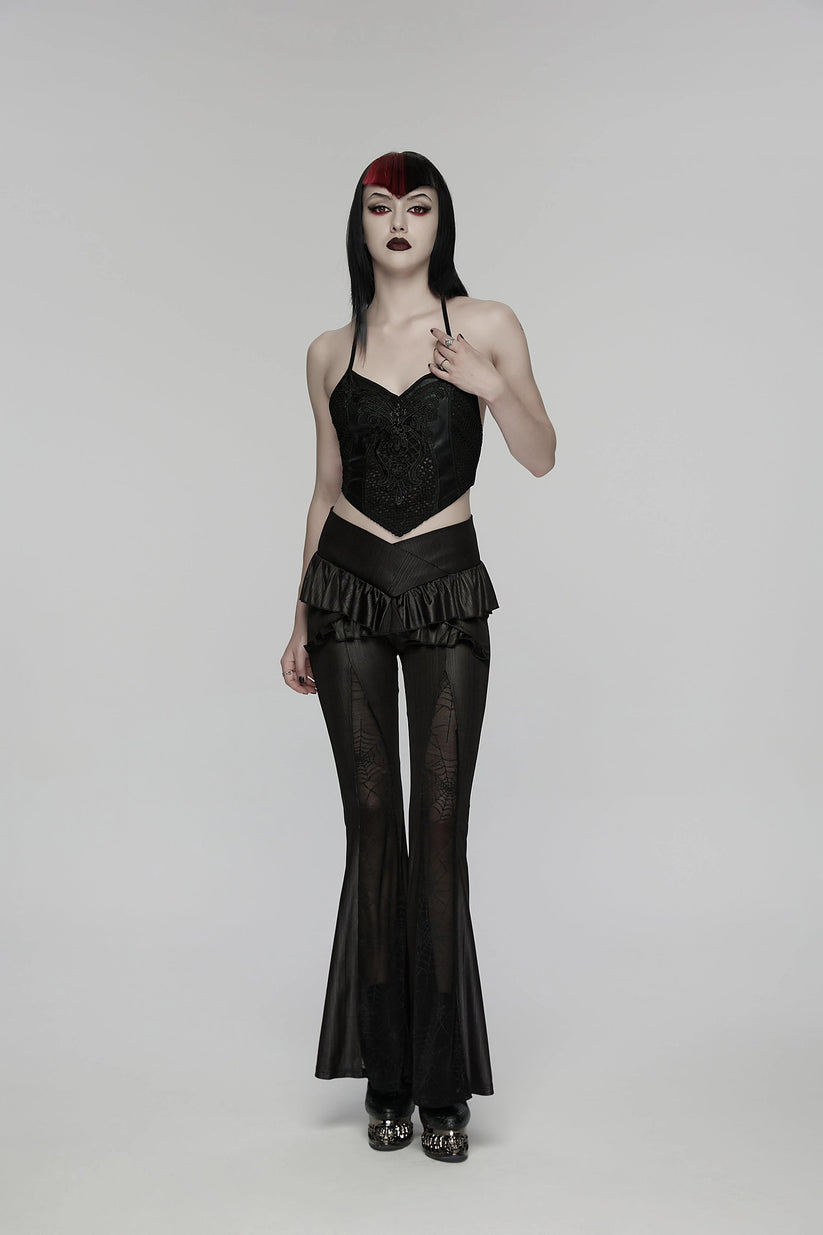 Punk Rave Women's Gothic Flared Trousers Bellatrix Leggings Flares - QHA UK