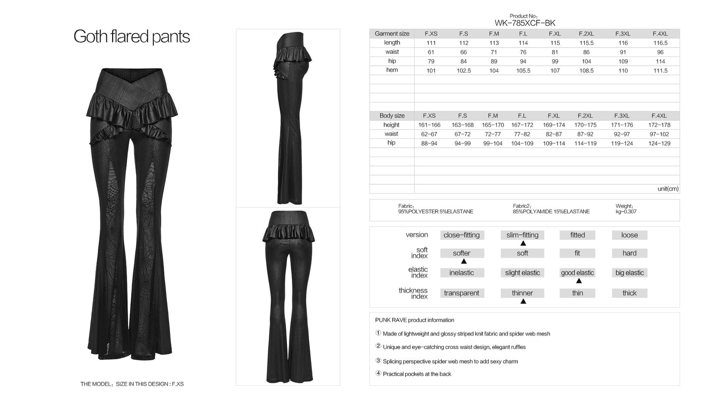 Punk Rave Women's Gothic Flared Trousers Bellatrix Leggings Flares - QHA UK
