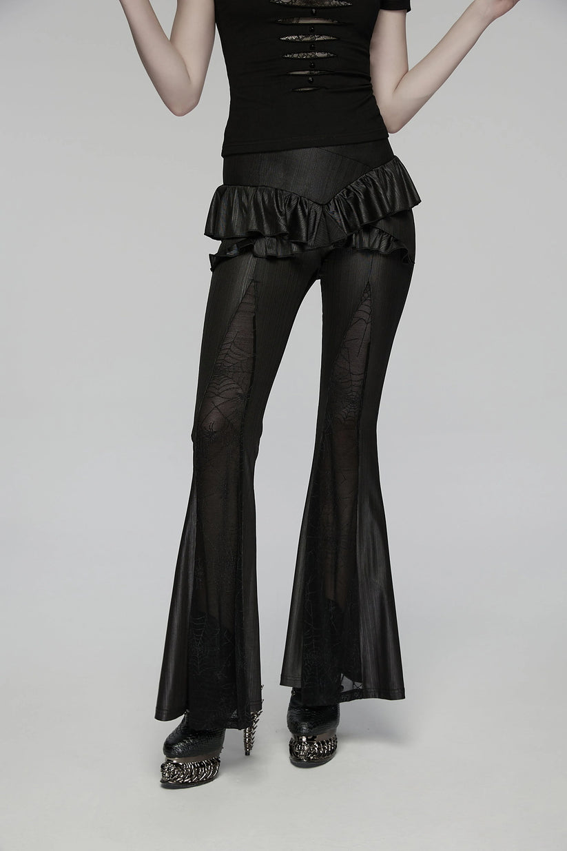 Punk Rave Women's Gothic Flared Trousers Bellatrix Leggings Flares - QHA UK
