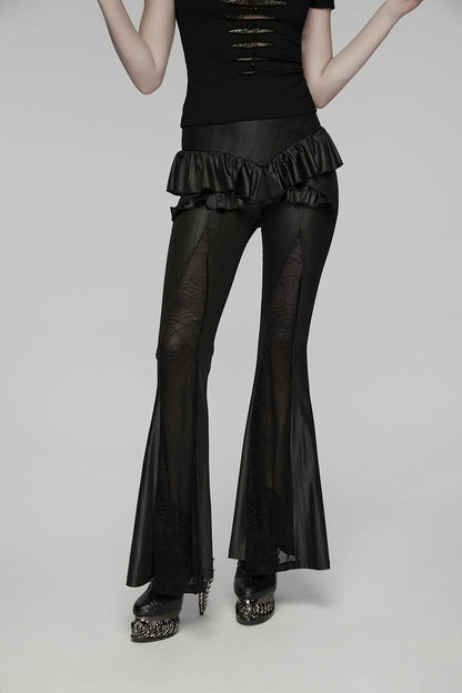 Punk Rave Women's Gothic Flared Trousers Bellatrix Leggings Flares - QHA UK