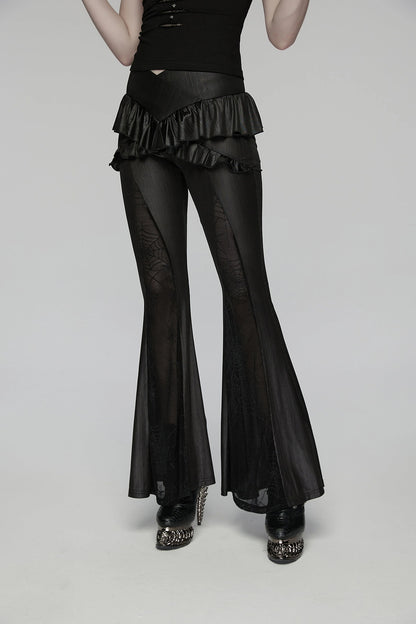 Punk Rave Women's Gothic Flared Trousers Bellatrix Leggings Flares - QHA UK