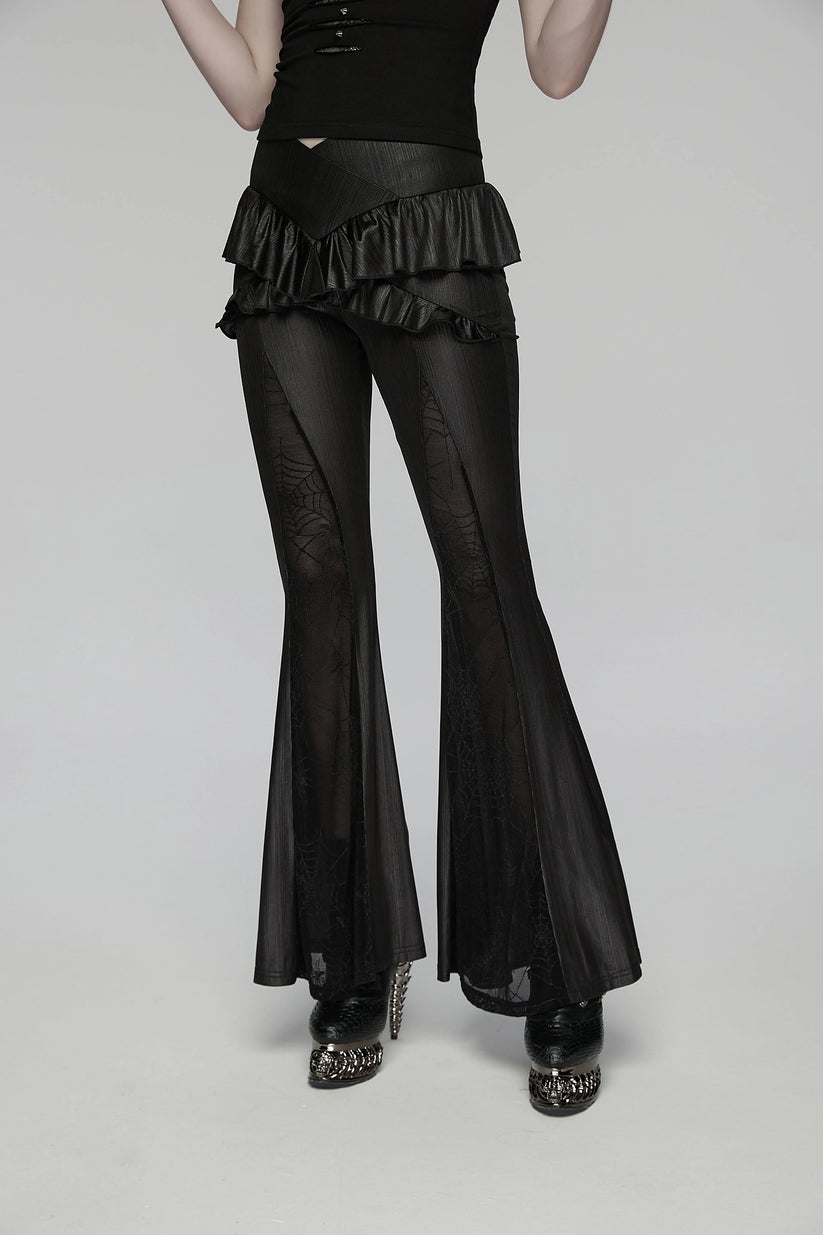 Punk Rave Women's Gothic Flared Trousers Bellatrix Leggings Flares - QHA UK
