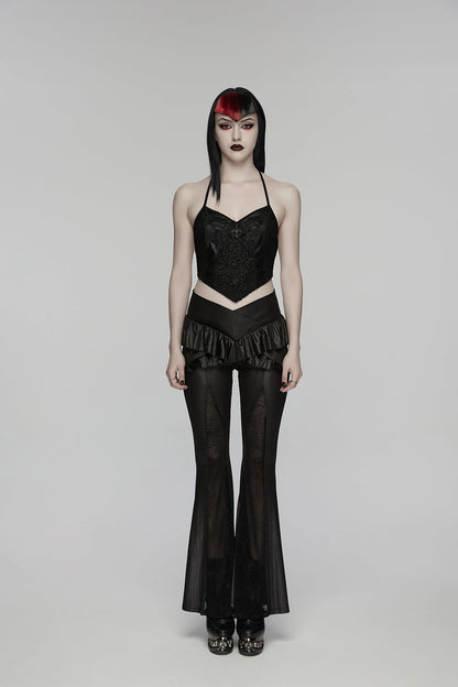 Punk Rave Women's Gothic Flared Trousers Bellatrix Leggings Flares - QHA UK