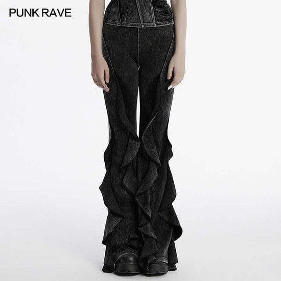 Punk Rave Women's Flared Trousers Breen Doomsday Wasteland Bell - QHA UK