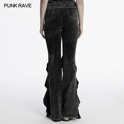 Punk Rave Women's Flared Trousers Breen Doomsday Wasteland Bell - QHA UK