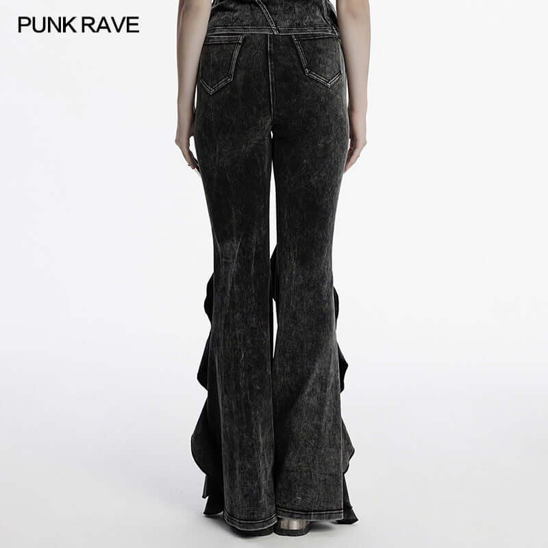 Punk Rave Women's Flared Trousers Breen Doomsday Wasteland Bell - QHA UK
