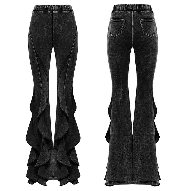 Punk Rave Women's Flared Trousers Breen Doomsday Wasteland Bell - QHA UK