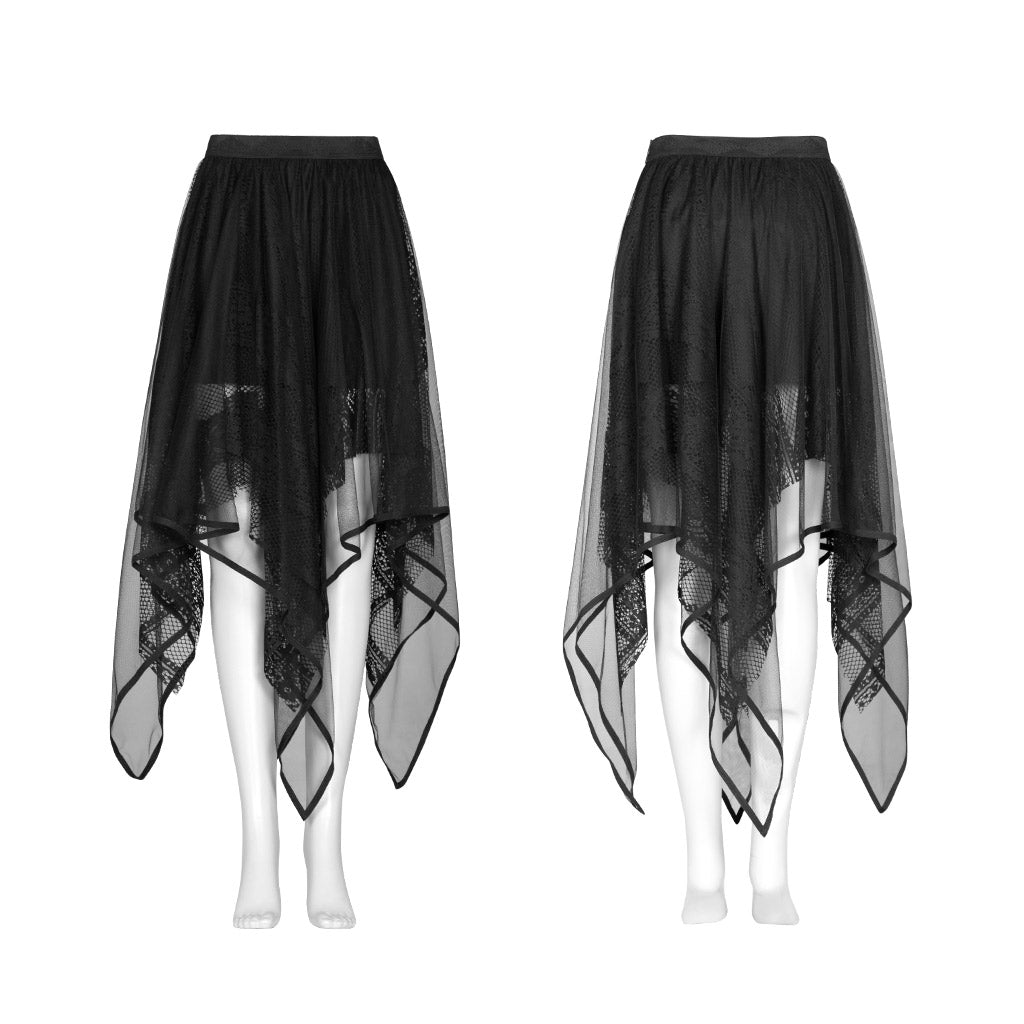 Punk Rave Skirt Caitlyn Mesh and Lace Layers Handkerchief UK 8-16 - QHA UK