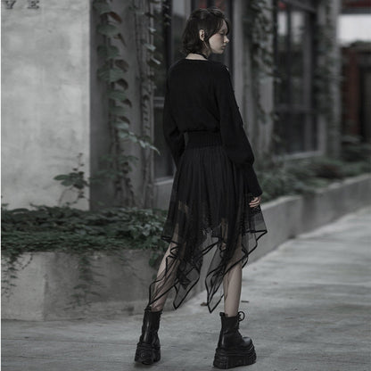 Punk Rave Skirt Caitlyn Mesh and Lace Layers Handkerchief UK 8-16 - QHA UK