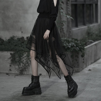 Punk Rave Skirt Caitlyn Mesh and Lace Layers Handkerchief UK 8-16 - QHA UK