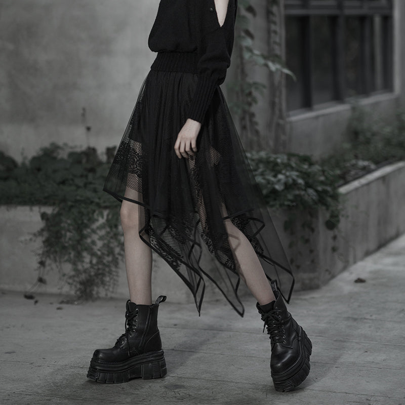 Punk Rave Skirt Caitlyn Mesh and Lace Layers Handkerchief UK 8-16 - QHA UK