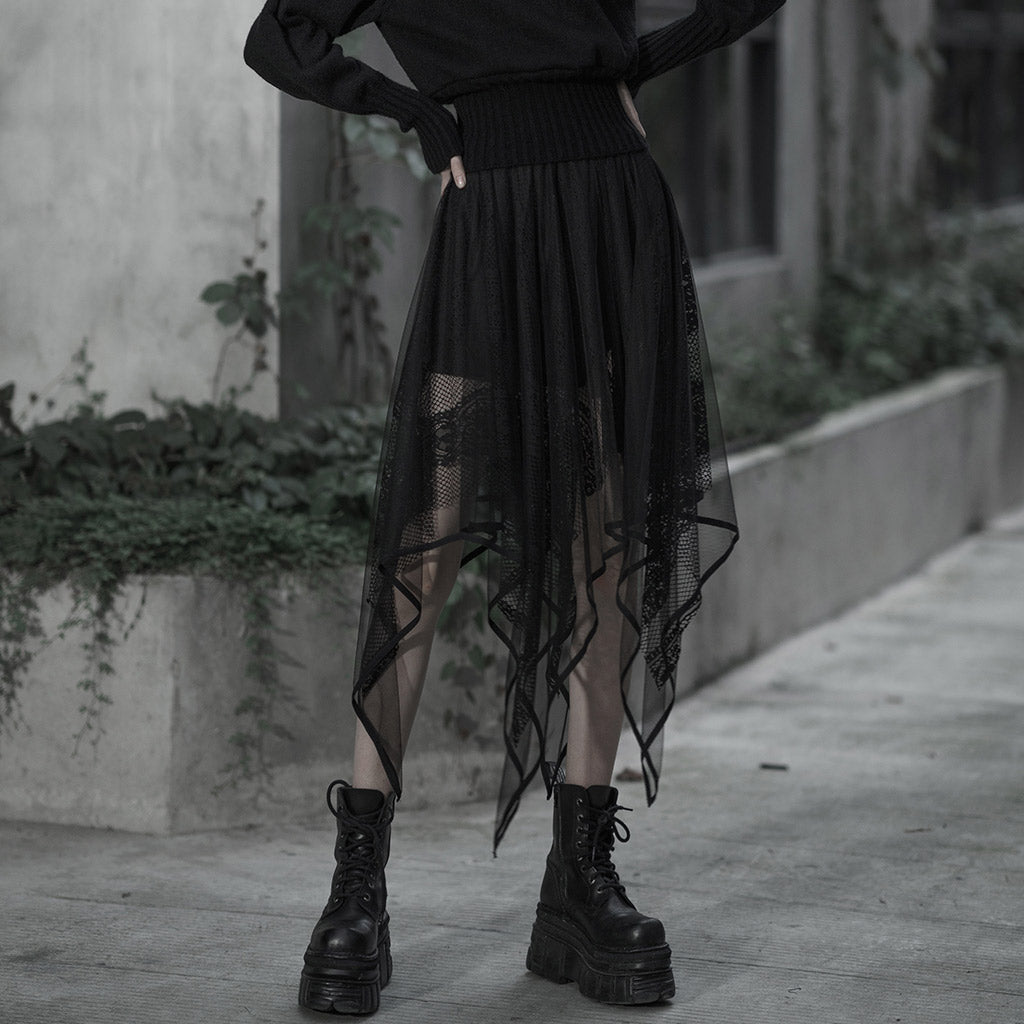 Punk Rave Skirt Caitlyn Mesh and Lace Layers Handkerchief UK 8-16 - QHA UK