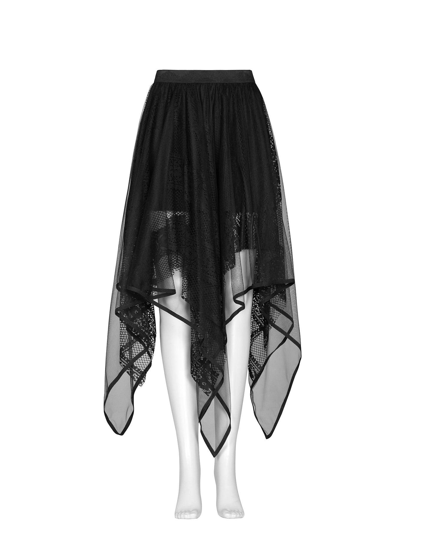 Punk Rave Skirt Caitlyn Mesh and Lace Layers Handkerchief UK 8-16 - QHA UK