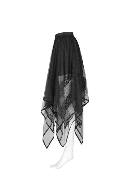 Punk Rave Skirt Caitlyn Mesh and Lace Layers Handkerchief UK 8-16 - QHA UK