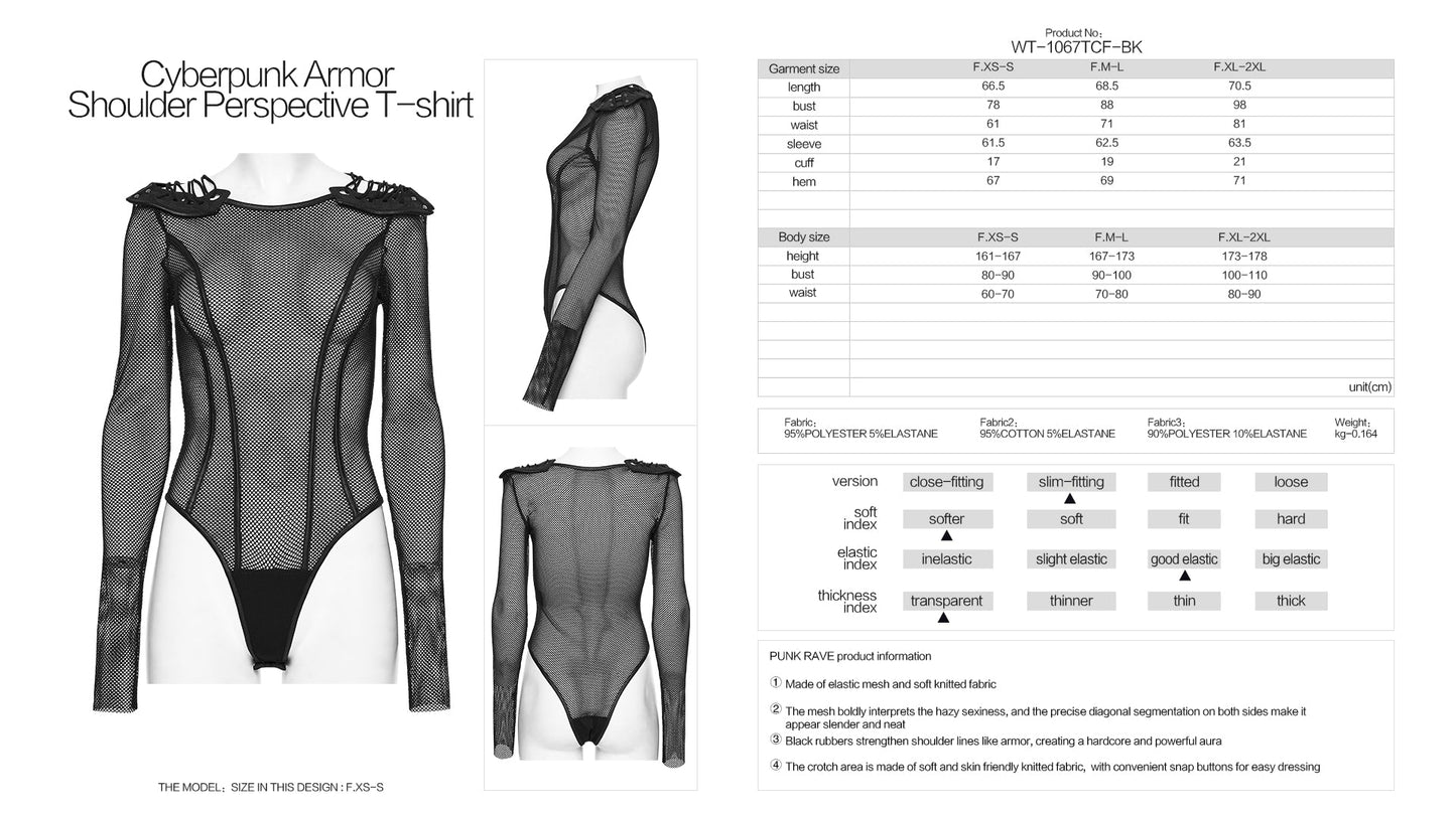 Punk Rave Women's Cyberpunk Bodysuit Armor Mesh UK 8-16 - QHA UK