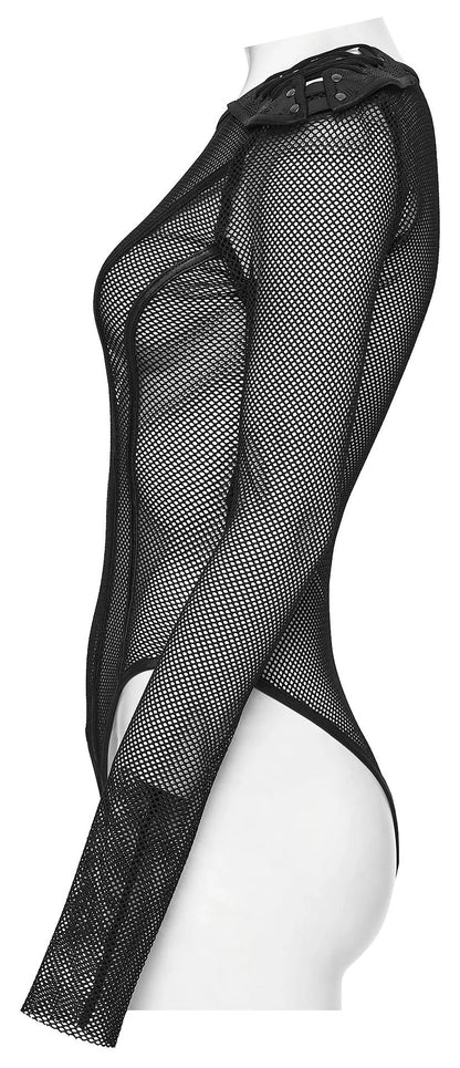 Punk Rave Women's Cyberpunk Bodysuit Armor Mesh UK 8-16 - QHA UK