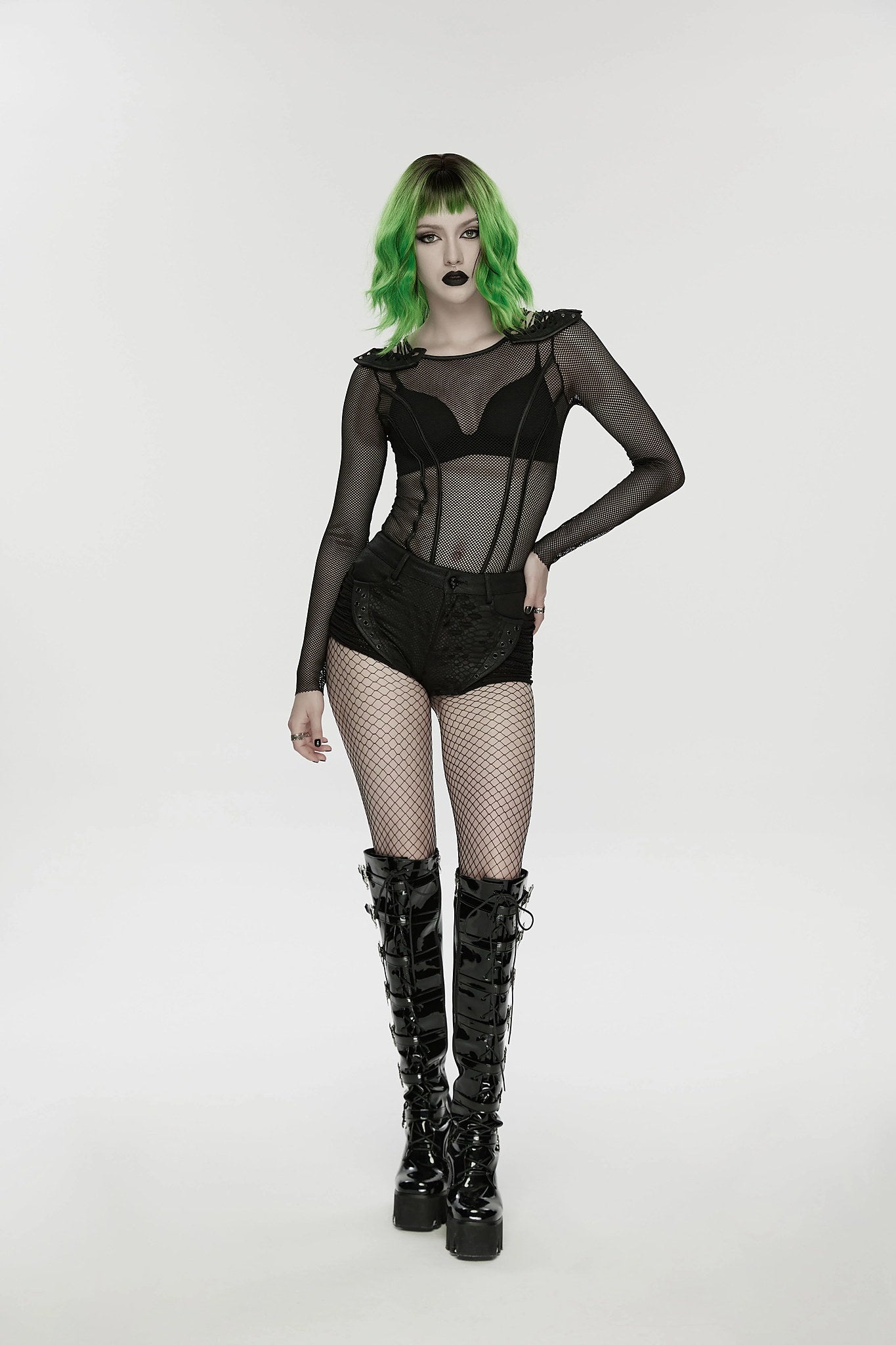Punk Rave Women's Cyberpunk Bodysuit Armor Mesh UK 8-16 - QHA UK