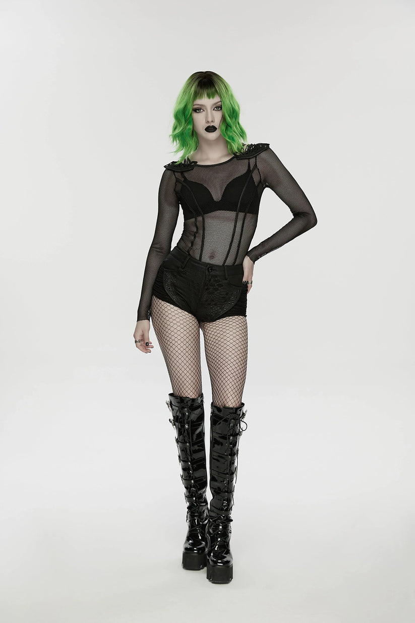 Punk Rave Women's Cyberpunk Bodysuit Armor Mesh UK 8-16 - QHA UK