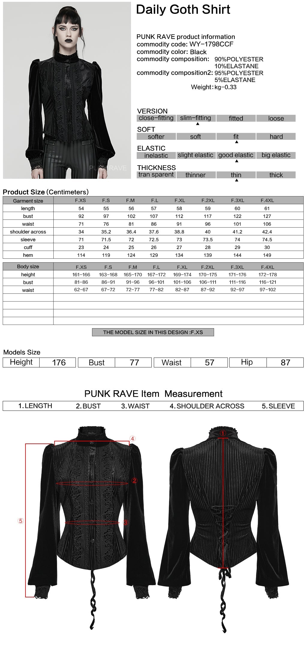 Punk Rave Women's Gothic Blouse Daily Shirt UK 8-22 - QHA UK