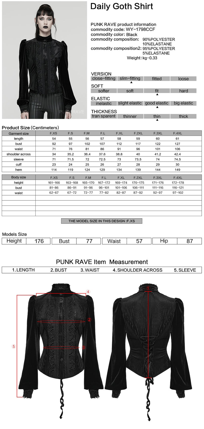 Punk Rave Women's Gothic Blouse Daily Shirt UK 8-22 - QHA UK