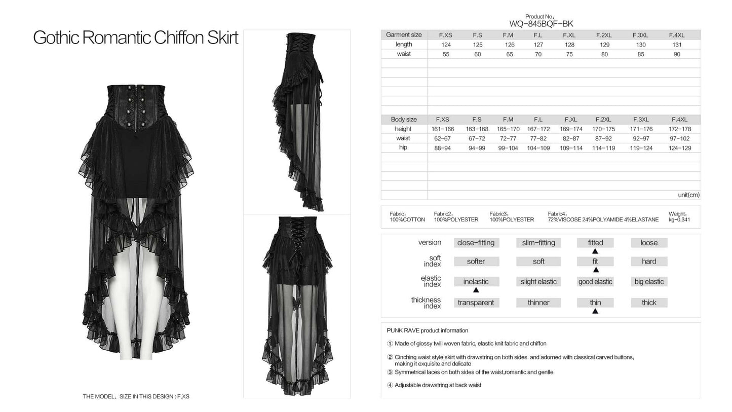 Punk Rave Skirt Dila Romantic Chiffon UK 8-22 - QHA UK