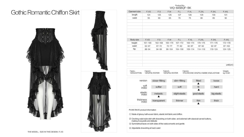 Punk Rave Skirt Dila Romantic Chiffon UK 8-22 - QHA UK