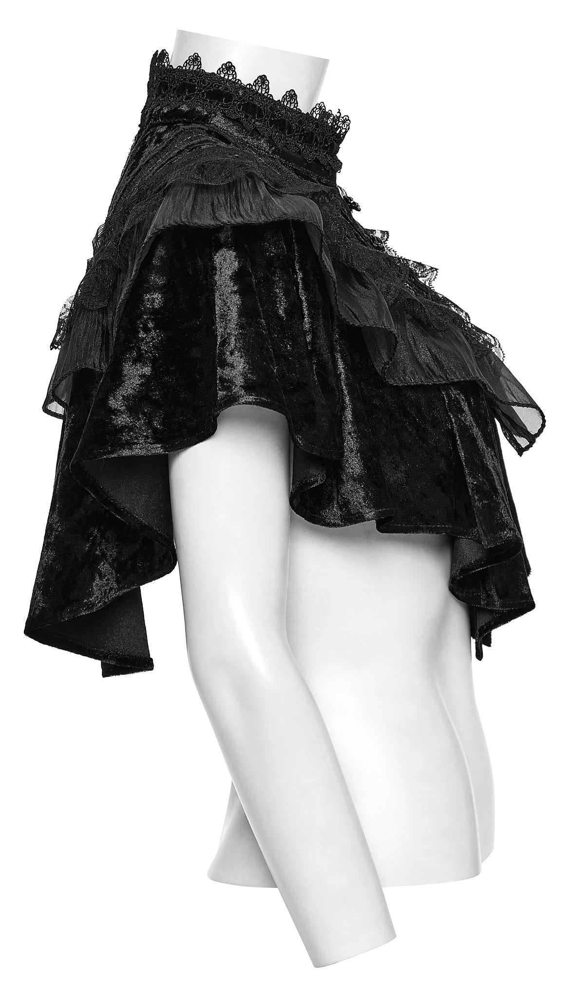 Punk Rave Gothic Shawl Elysia Velvet Ruffle Black UK 8-16 - QHA UK