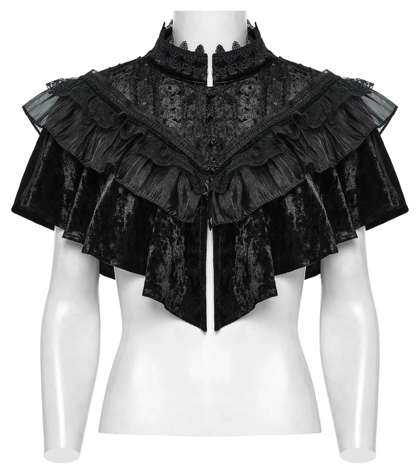 Punk Rave Gothic Shawl Elysia Velvet Ruffle Black UK 8-16 - QHA UK