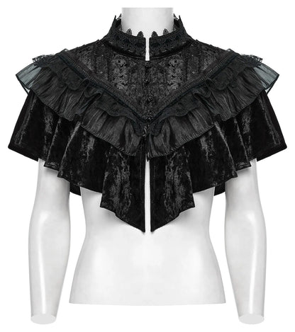 Punk Rave Gothic Shawl Elysia Velvet Ruffle Black UK 8-16 - QHA UK