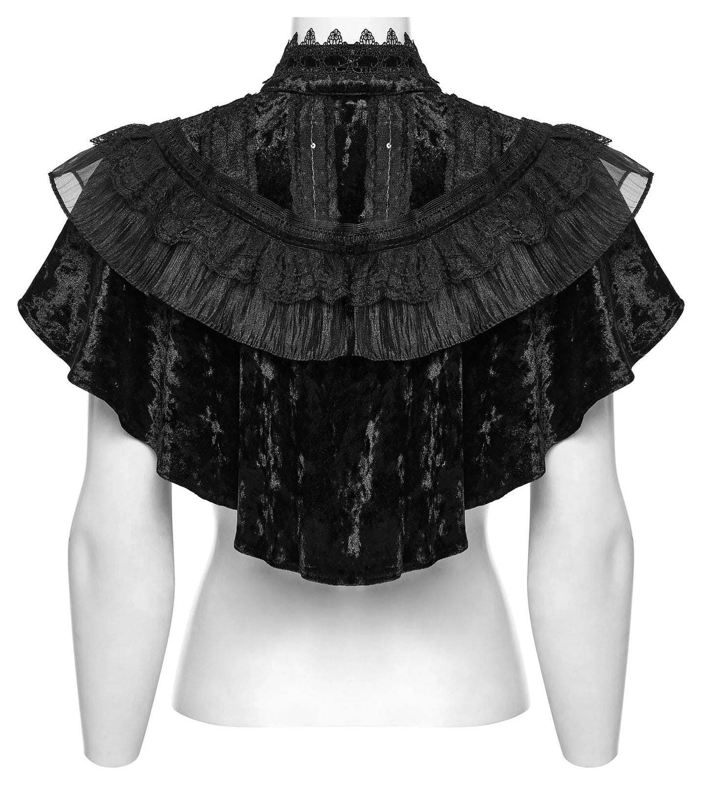Punk Rave Gothic Shawl Elysia Velvet Ruffle Black UK 8-16 - QHA UK