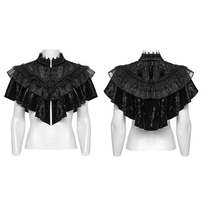 Punk Rave Gothic Shawl Elysia Velvet Ruffle Black UK 8-16 - QHA UK