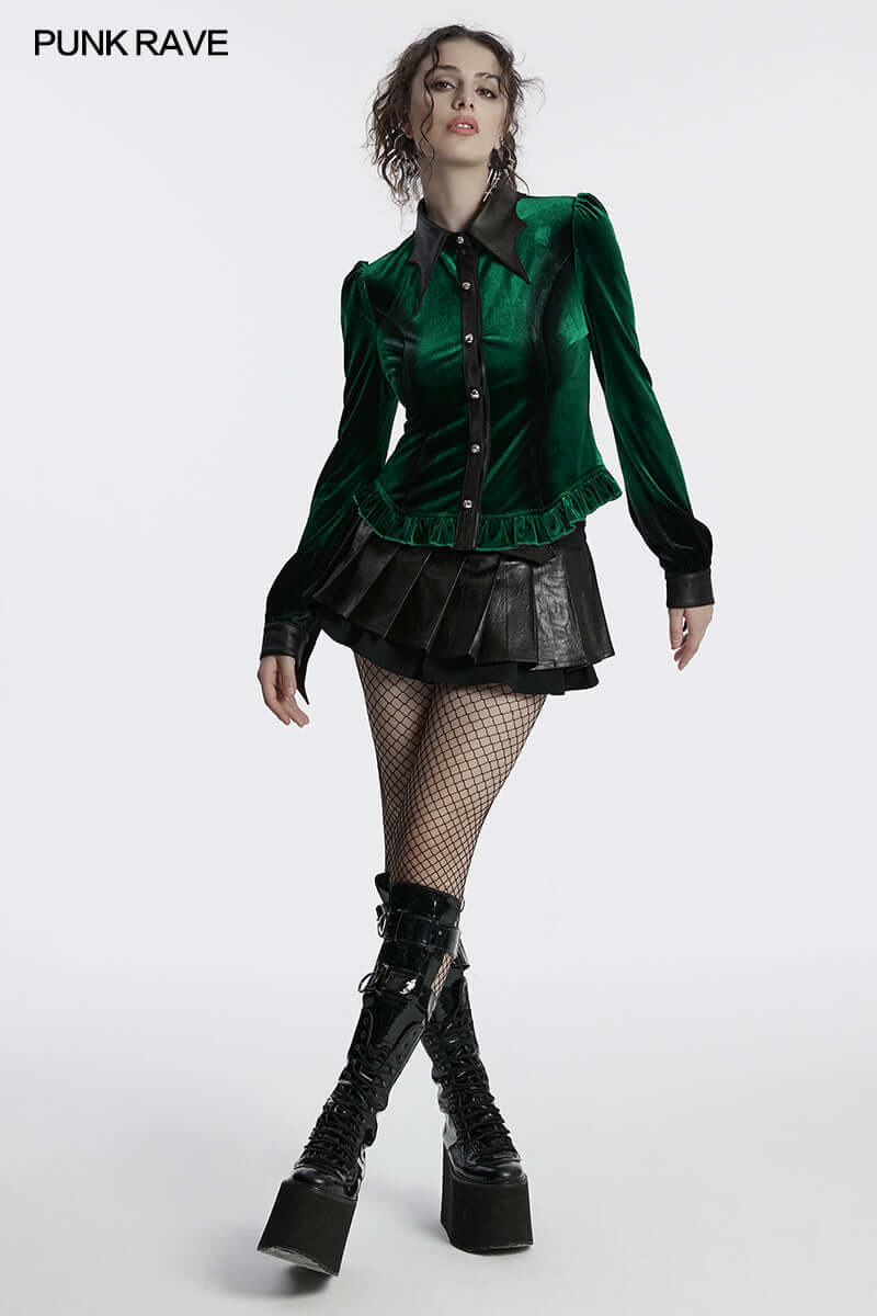 Punk Rave Shirt Fawn Gradient Printed Green UK 8-22 - QHA UK