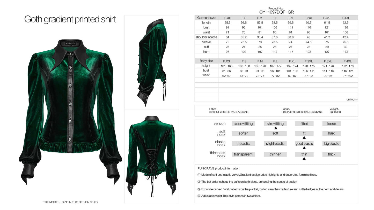 Punk Rave Shirt Fawn Gradient Printed Green UK 8-22 - QHA UK