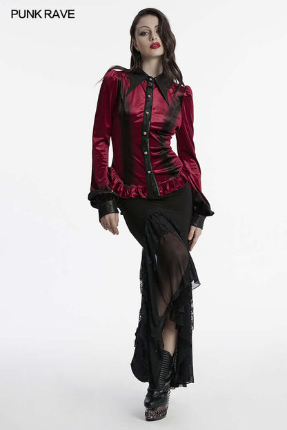 Punk Rave Shirt Fawn Gradient Printed Red UK 8-22 - QHA UK