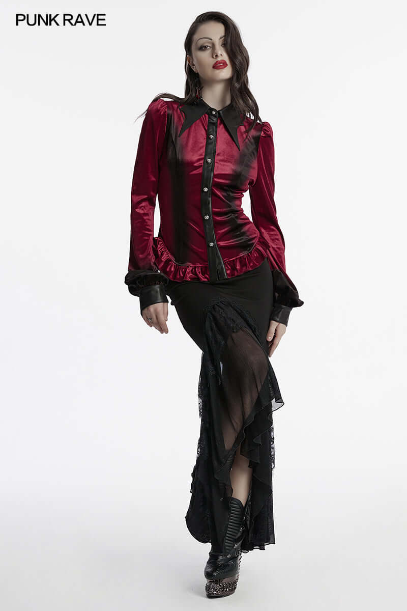 Punk Rave Shirt Fawn Gradient Printed Red UK 8-22 - QHA UK