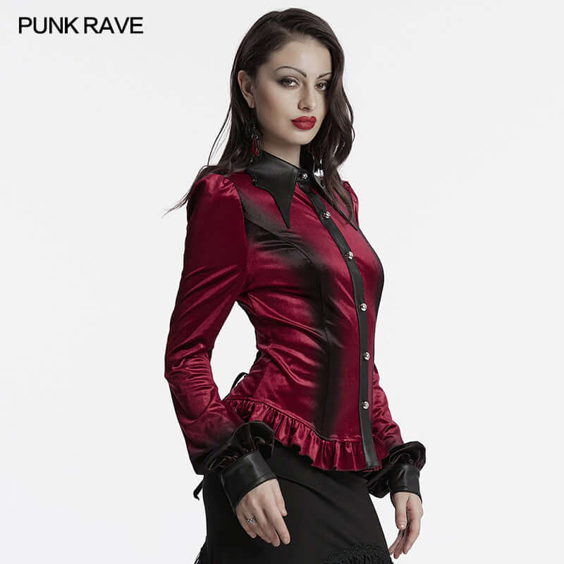 Punk Rave Shirt Fawn Gradient Printed Red UK 8-22 - QHA UK