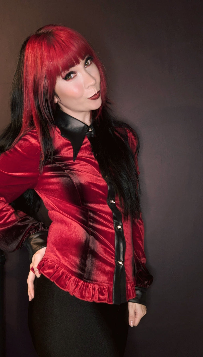 Punk Rave Shirt Fawn Gradient Printed Red UK 8-22 - QHA UK