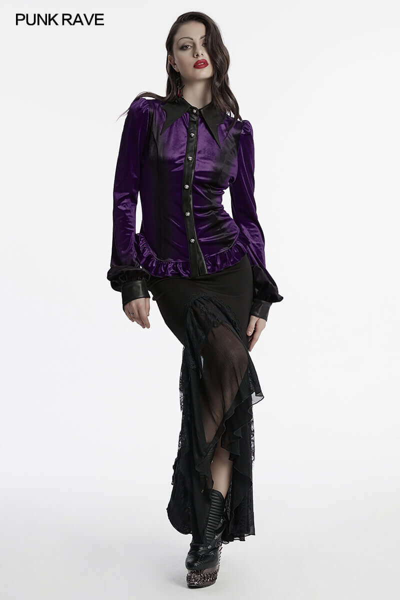 Punk Rave Shirt Fawn Gradient Printed in Violet UK 8-22 - QHA UK