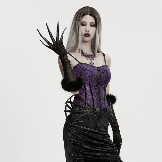Punk Rave Gothic Gloves Fluffy Claw - QHA UK