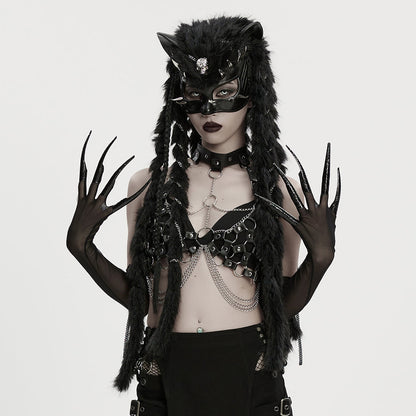 Punk Rave Gothic Gloves Fluffy Claw - QHA UK
