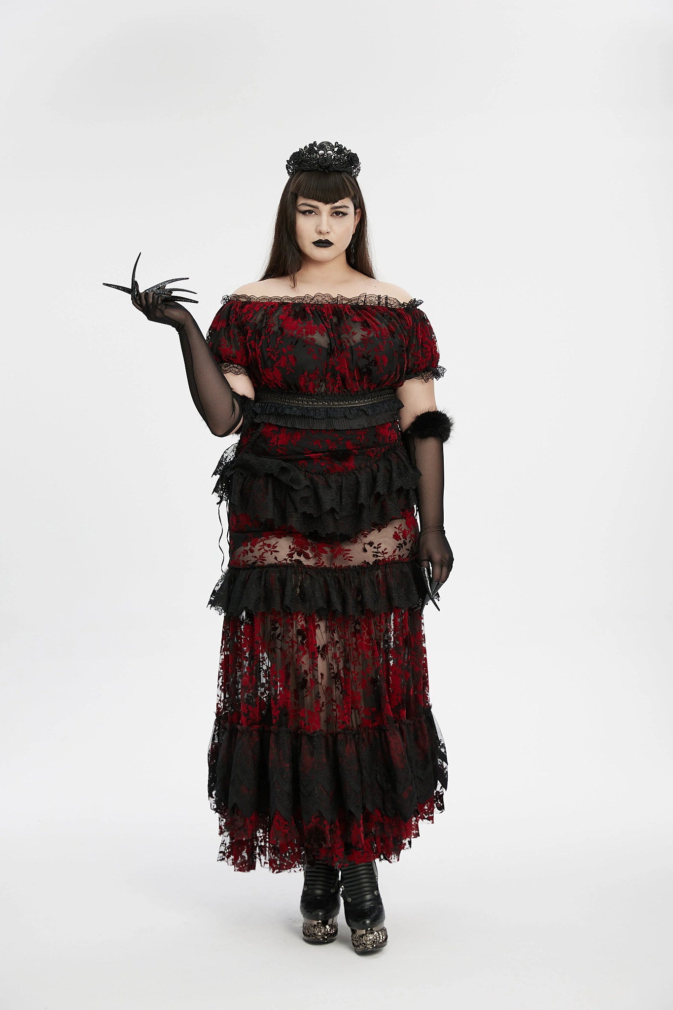 Punk Rave Gothic Gloves Fluffy Claw - QHA UK