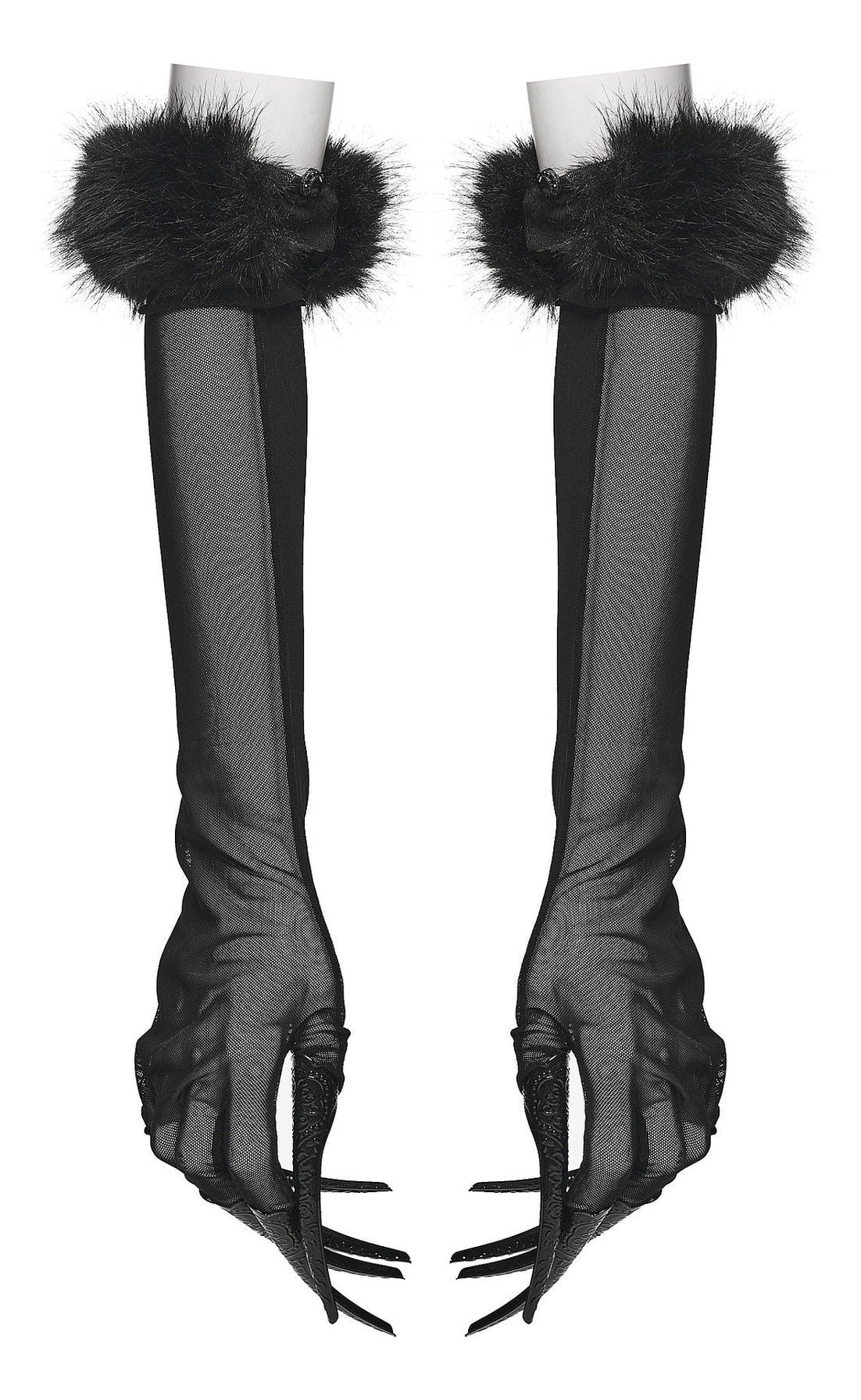 Punk Rave Gothic Gloves Fluffy Claw - QHA UK