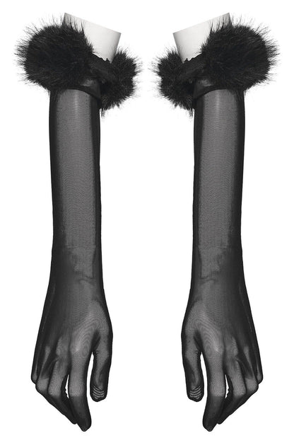 Punk Rave Gothic Gloves Fluffy Claw - QHA UK