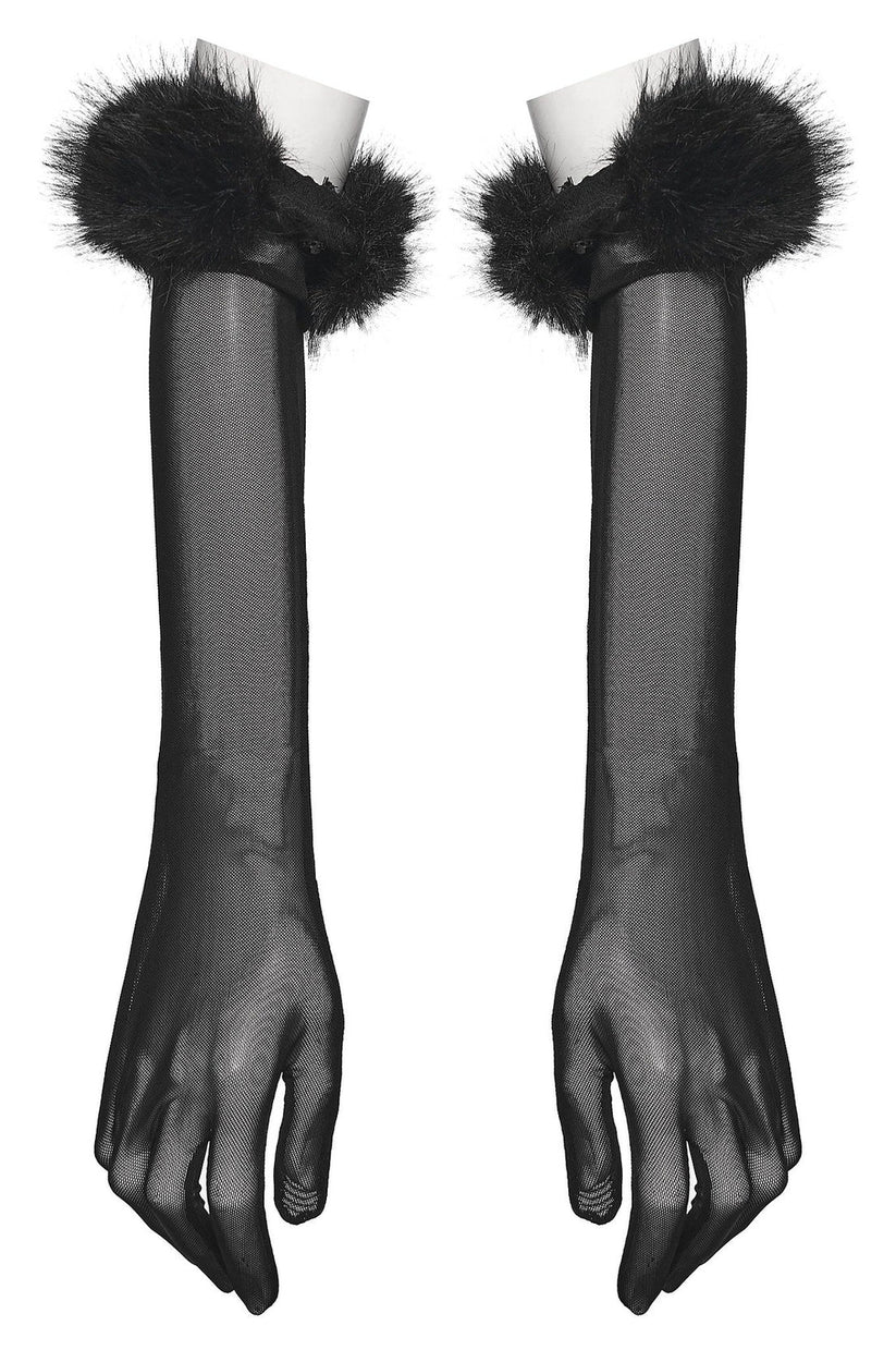 Punk Rave Gothic Gloves Fluffy Claw - QHA UK